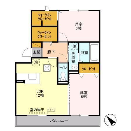 イリアンソス I(2LDK/1階)の間取り写真