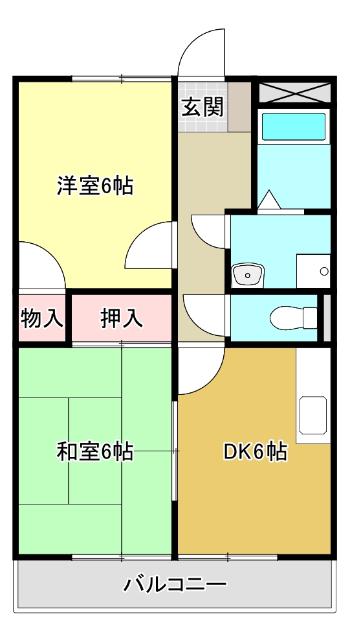 フォーテューナ(2DK/1階)の間取り写真