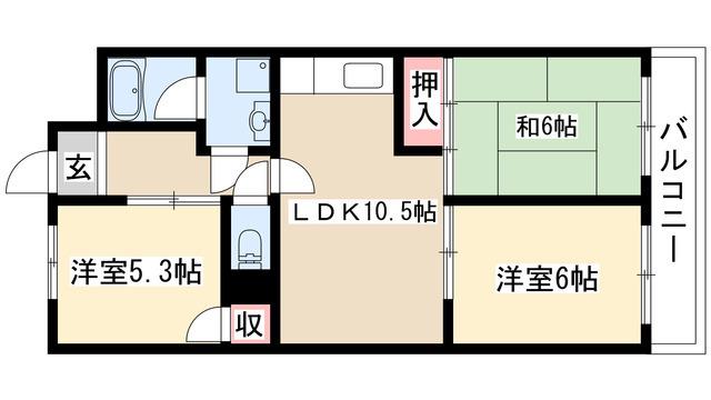 シャンボール近藤(3LDK/2階)の間取り写真