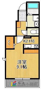 プリ―マ津福(1K/1階)の間取り写真
