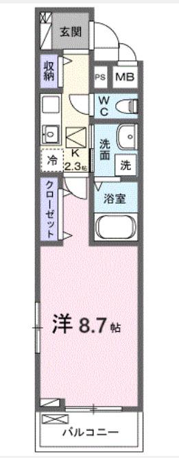 ボニータみのり(1K/1階)の間取り写真