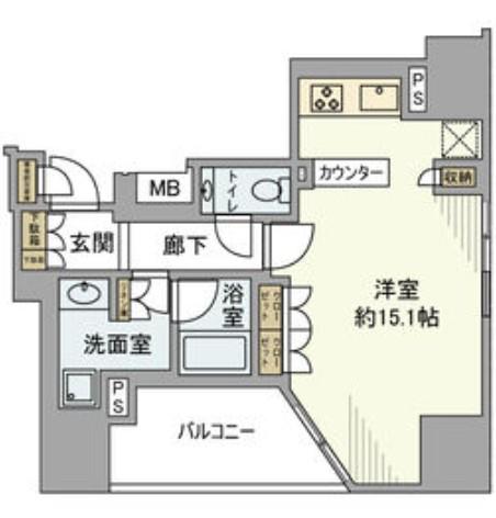 プラウドタワー栄パークアリーナ(ワンルーム/5階)の間取り写真