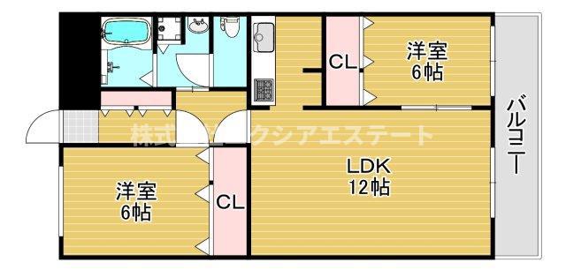 アパートメントKS福島(2LDK/7階)の間取り写真