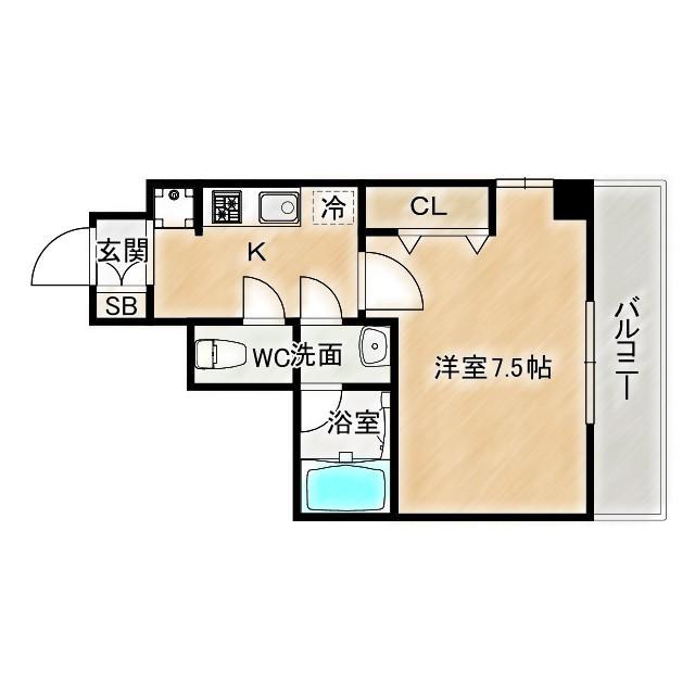 PARK CUBE(1K/4階)の間取り写真