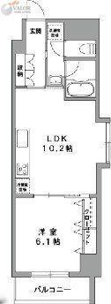 グランデュールII関内(1LDK/6階)の間取り写真