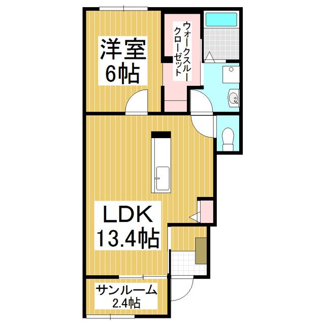 カーサ アライブ ささやB(1LDK/1階)の間取り写真