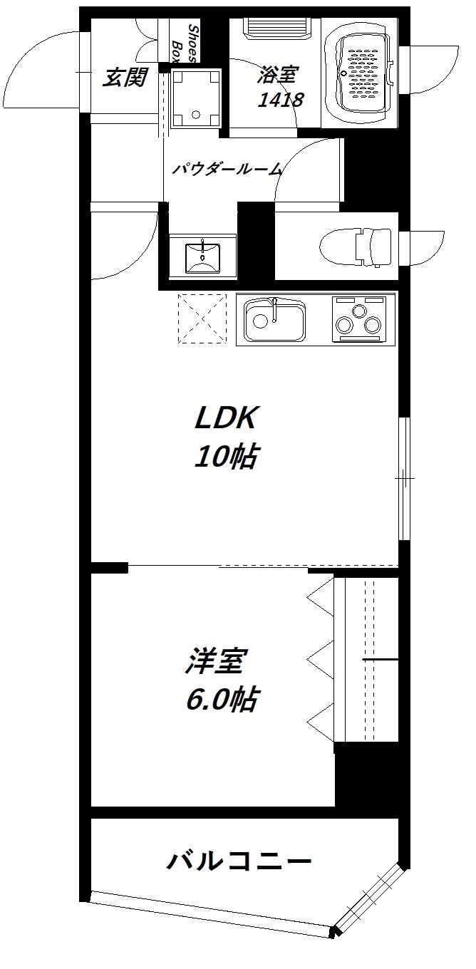 エコロジースクエア方南町(1LDK/5階)の間取り写真