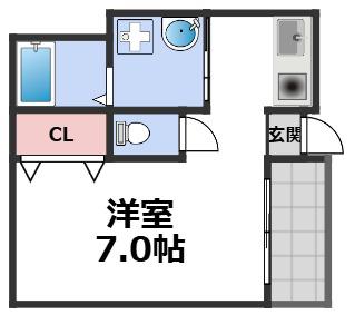 ハイムMH(1K/1階)の間取り写真