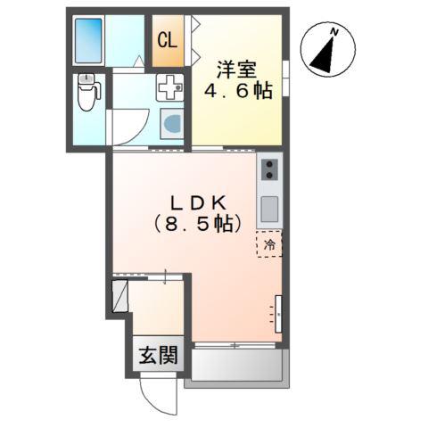 GARDEN楓(1LDK/1階)の間取り写真