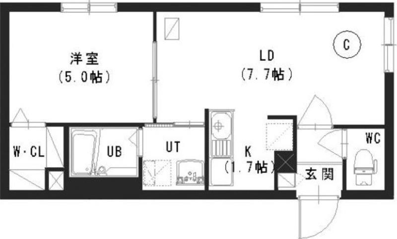 クルタ東区役所前(1LDK/3階)の間取り写真