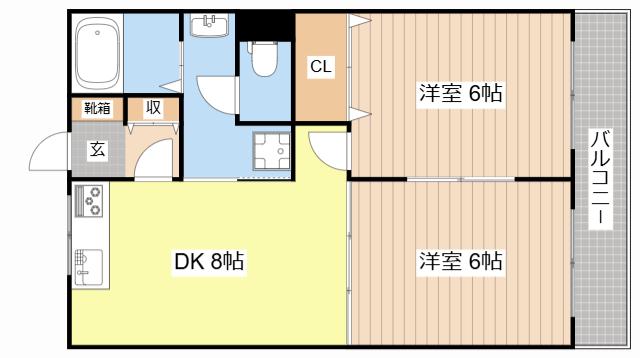グリーンコートI(2DK/2階)の間取り写真