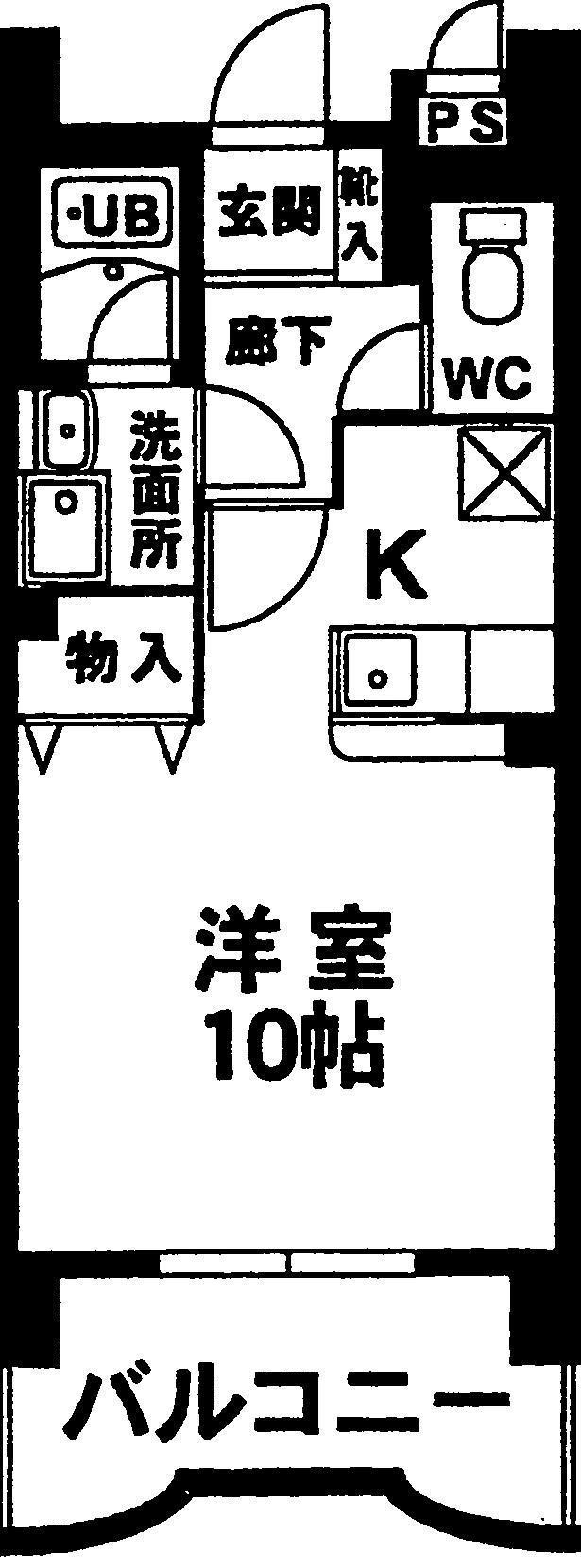 ＪＲ東北本線 盛岡駅 徒歩12分 6階建 築25年(1K/4階)の間取り写真