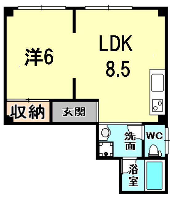 勝間マンション(1LDK/3階)の間取り写真