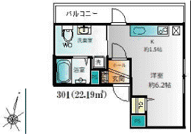 パナソニックマンション(ワンルーム/3階)の間取り写真