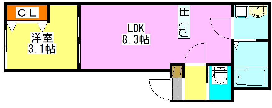 KEIAI RESIDENCE 北習志野II(1LDK/2階)の間取り写真