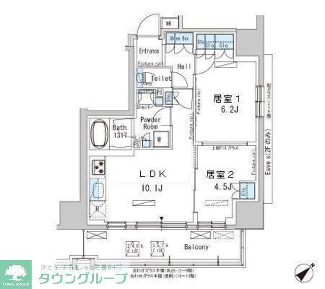 パークアクシス西巣鴨(2LDK/4階)の間取り写真