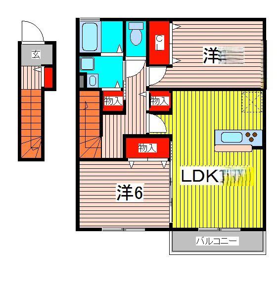 アヴィオール榮(2LDK/2階)の間取り写真