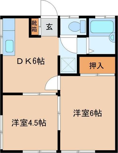 ルミエールハイツPARTIII(2DK/1階)の間取り写真