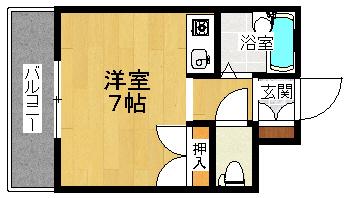 アパートメント二階(ワンルーム/3階)の間取り写真