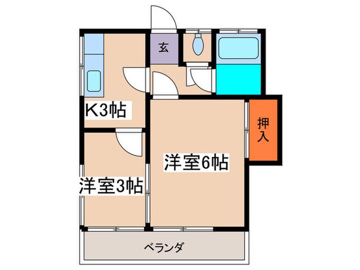 第一原荘(2K/2階)の間取り写真