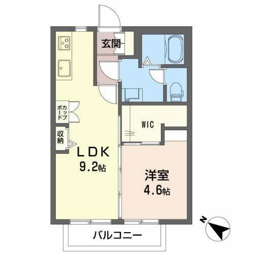 ウイング美咲 B棟(1LDK/2階)の間取り写真