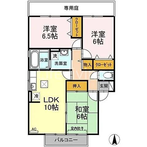 グランパルク大坪 A棟(3LDK/2階)の間取り写真