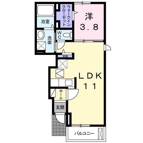 カーサ・デ・グラシア(1LDK/1階)の間取り写真