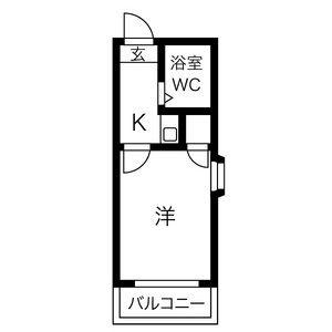 サニーハウス中須町(1K/2階)の間取り写真