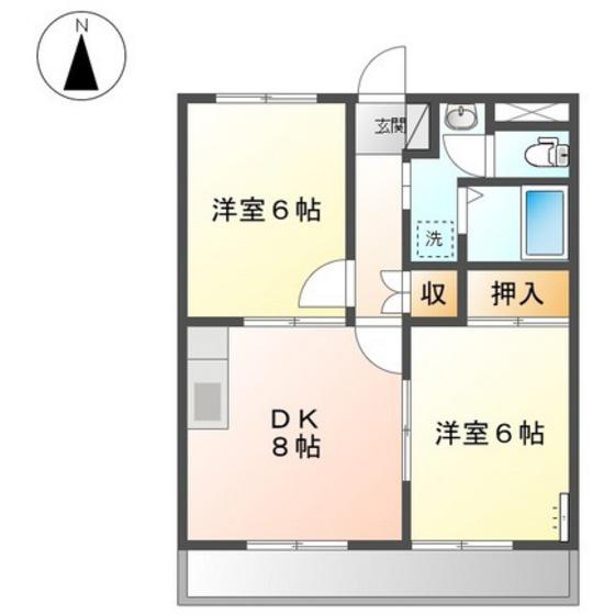 マンションアーク壱番館(2DK/2階)の間取り写真