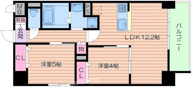 フェリースヴィダ福島(1SLDK/9階)の間取り写真
