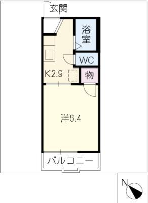ジュネス御林 B棟(1K/1階)の間取り写真