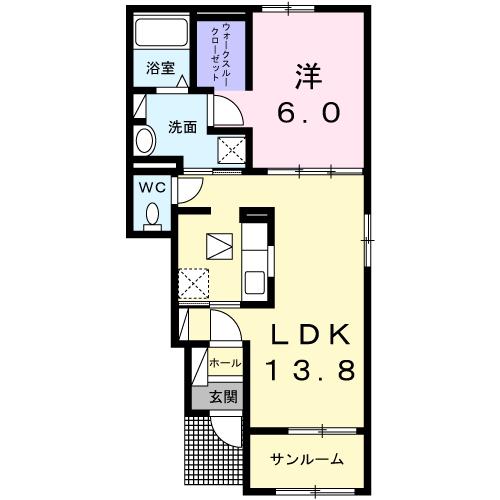 プラシード カーサ X(1LDK/1階)の間取り写真