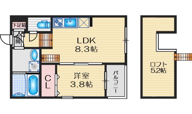 NAGI(1LDK/1階)の間取り写真