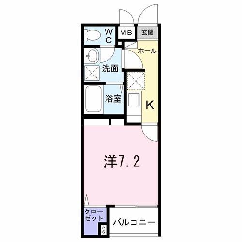 グランツ聖蹟(1K/1階)の間取り写真