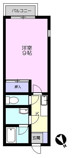 ウエストヴィレッジ(1K/1階)の間取り写真