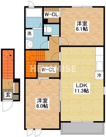 フラワーガーデンI(2LDK/2階)の間取り写真
