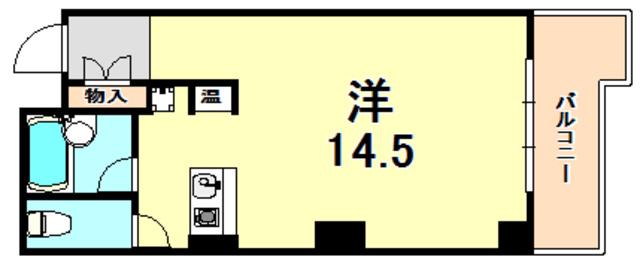 ハウゼ芦屋(ワンルーム/3階)の間取り写真