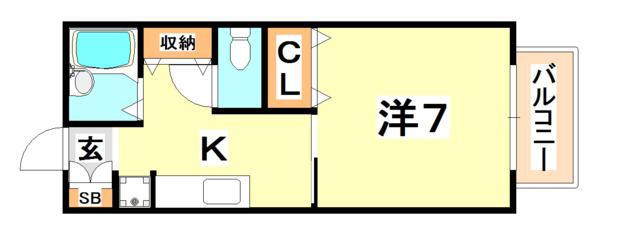 ポミエ六甲(1K/1階)の間取り写真