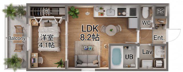 ジーメゾン明石ブリーズ(1LDK/2階)の間取り写真