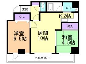 クリオ中島公園ロイヤルガーデン(2LDK/1階)の間取り写真