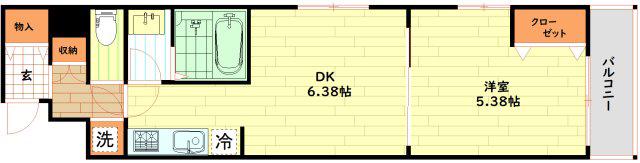 アネールエレ江戸堀(1DK/2階)の間取り写真