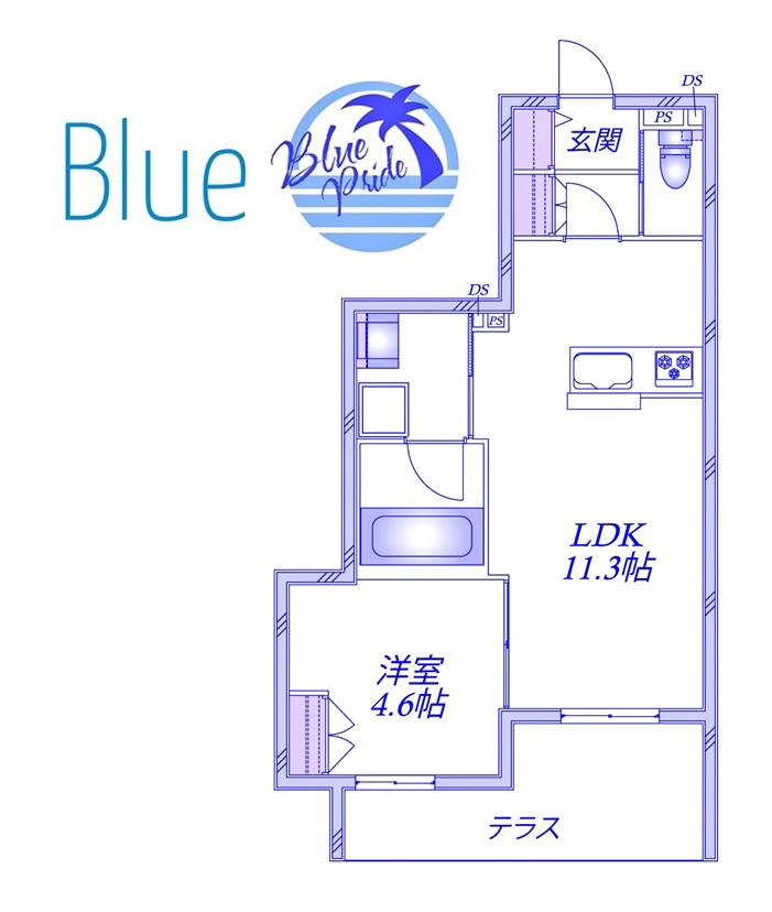 鵠沼海岸7丁目メゾン(1LDK/1階)の間取り写真