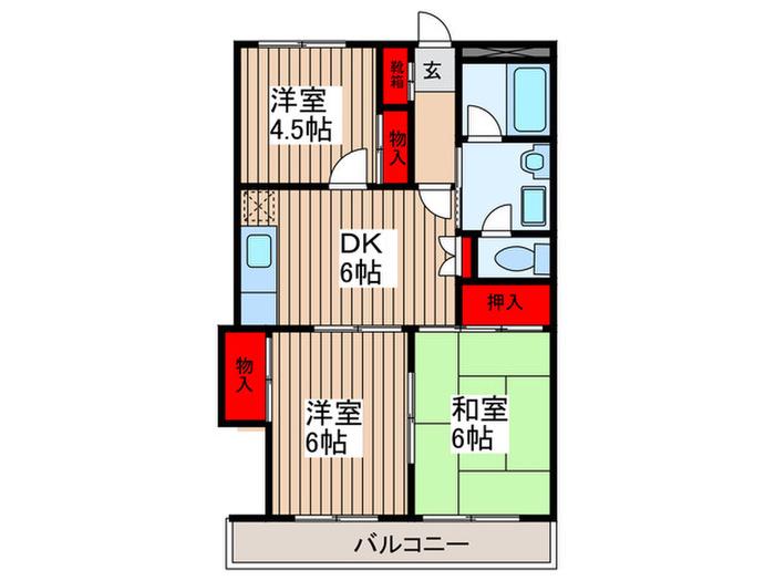第一グリーンパーク(3DK/3階)の間取り写真