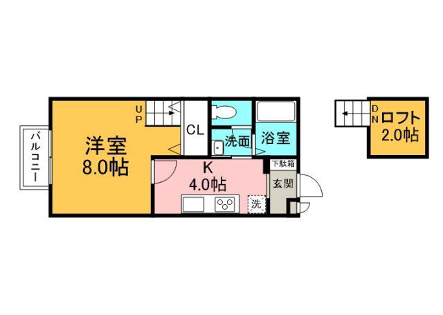 エスポワール伴東(1K/2階)の間取り写真