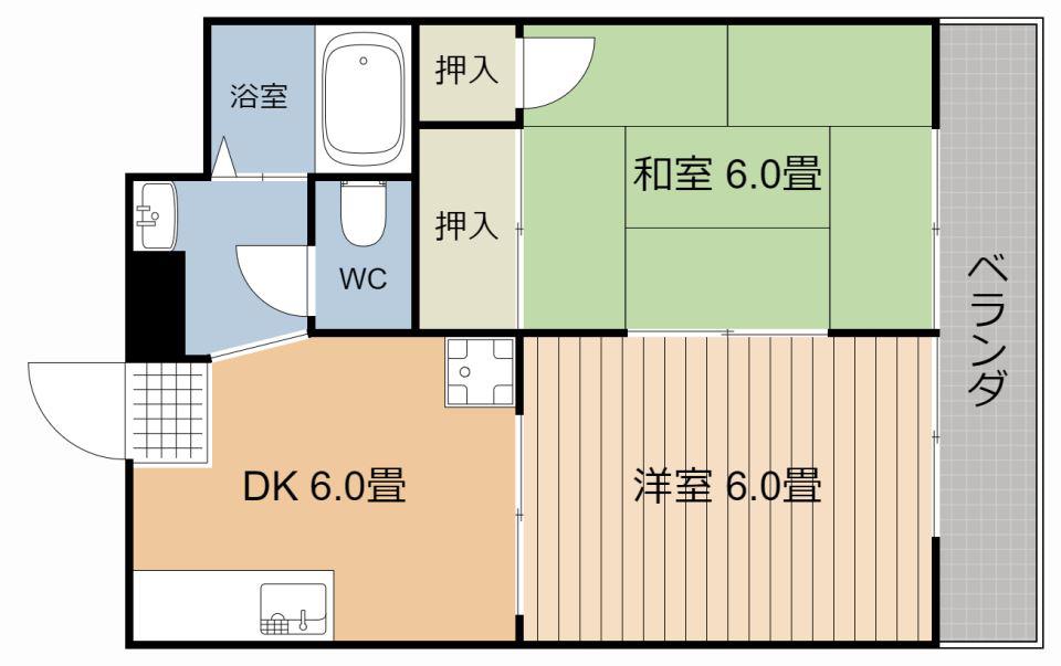 エザンスM(2DK/2階)の間取り写真