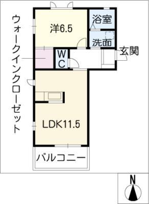 キャッスルシャーメゾン(1LDK/1階)の間取り写真