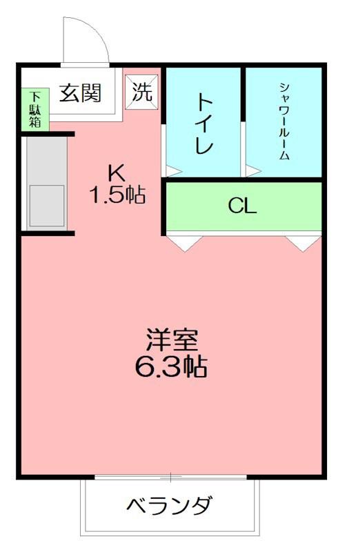 コーポ・セレクト(ワンルーム/2階)の間取り写真