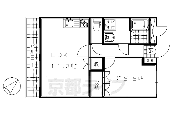 プランドール淀(1LDK/2階)の間取り写真