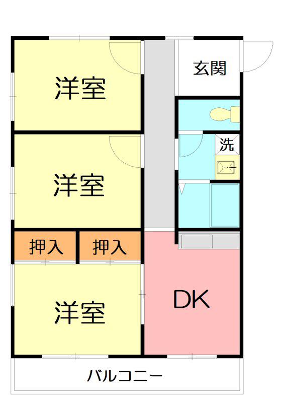 第二グリーンハイツ(3DK/4階)の間取り写真