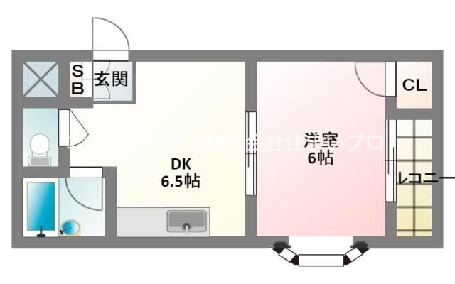 ノーブル萱島(1DK/3階)の間取り写真
